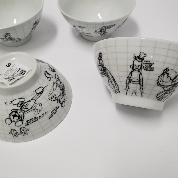 4 Disney Sketchbook GOOFY Mickey Ceramic Bowls - Picture 5 of 11